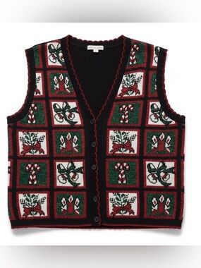 Vintage Holiday Time Christmas Sweater Vest — Women’s XL